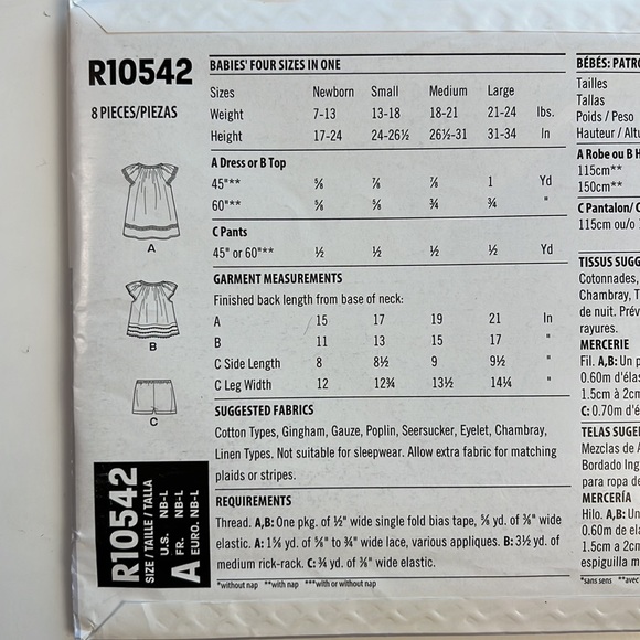 Lot of 3 Baby Sewing Patterns New Look R10542 - New Look D0941 - Simplicity 8614 - Picture 6 of 15